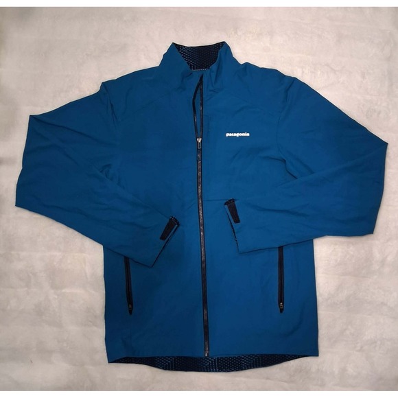 Patagonia Mens Blue Full Zip Lightweight Technical Hiking Jacket XS Mock Neck